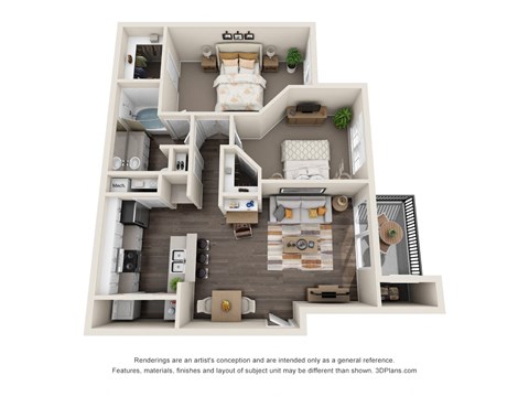 Floor plan for 2 beds, 1 bath, 1016 sqft